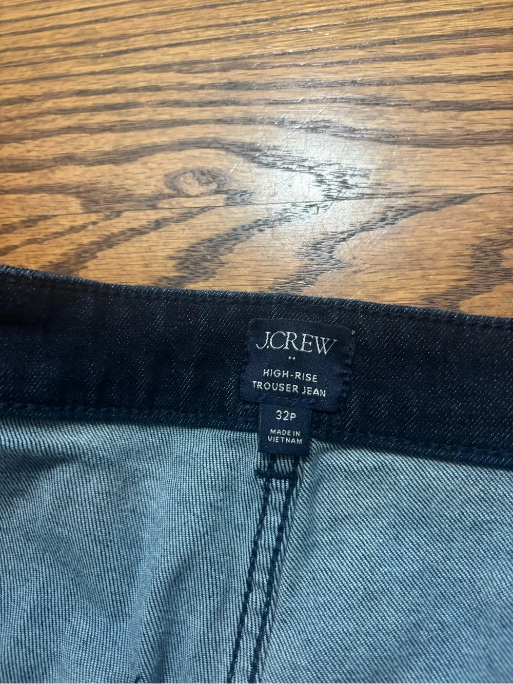 J. Crew The Denim Trouser Jean In High Rise Dark Wash Wide Leg Size 32 Petite